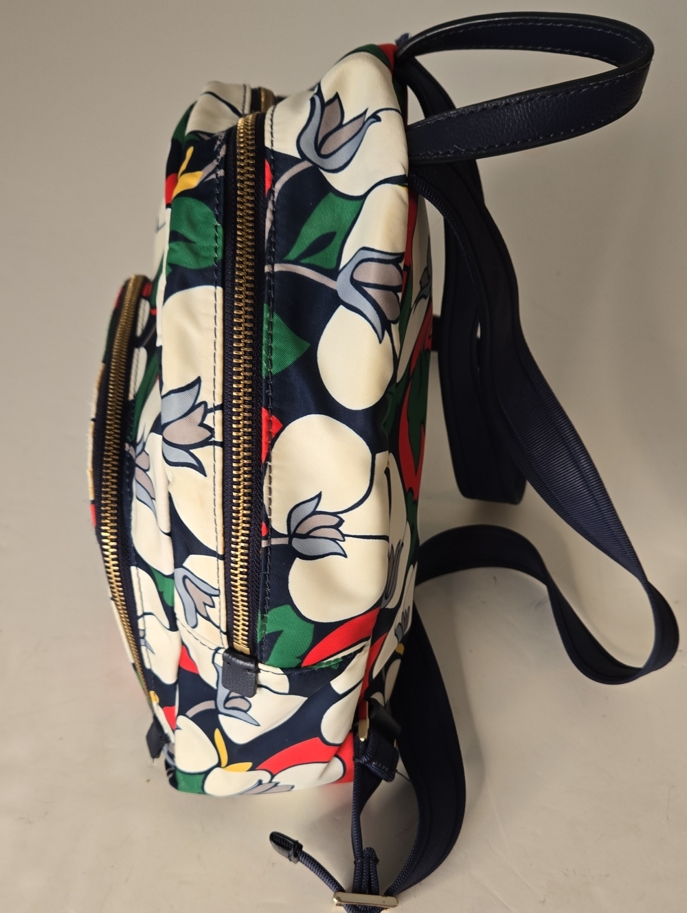 Kate Spade Floral Mini Backpack in Navy, White, Red & Green - Picture 3 of 16